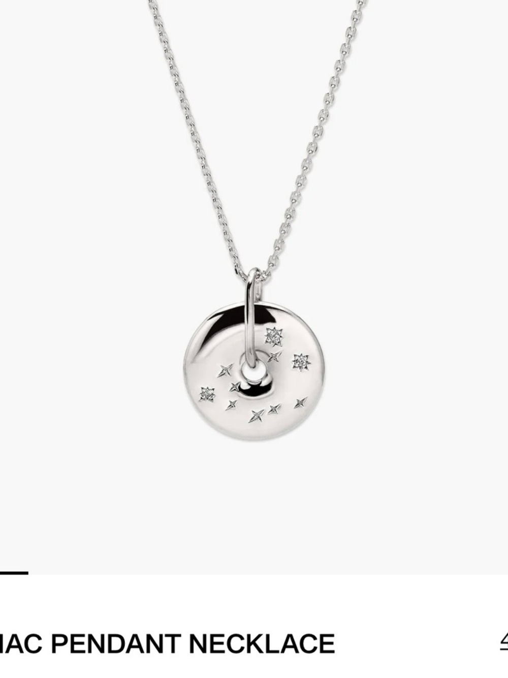 Sterling Silver Mejuri Disc Pendant Necklace Aquarius